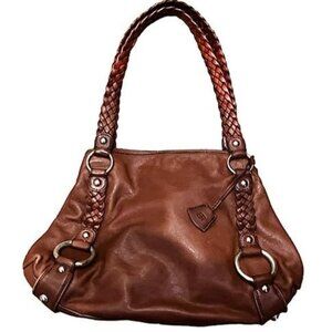 Banana Republic Chestnut Italian Leather shoulder Hobo bag, braided straps